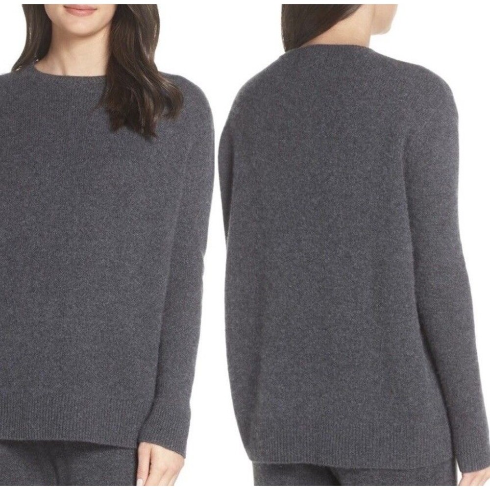 SOMETHING NAVY Silk & Cashmere Pullover Sweater Medium Gray Heather - Picture 2 of 11